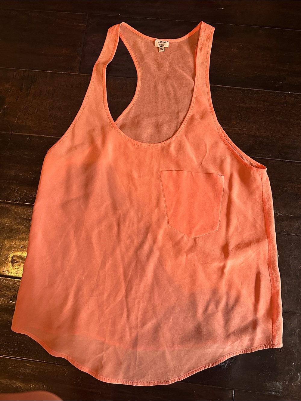 Wilfred XXS Coral Pink Racerback Tank Top with Pocket